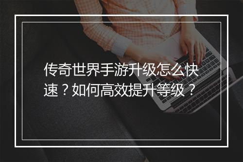 传奇世界手游升级怎么快速？如何高效提升等级？