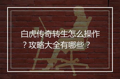 白虎传奇转生怎么操作？攻略大全有哪些？