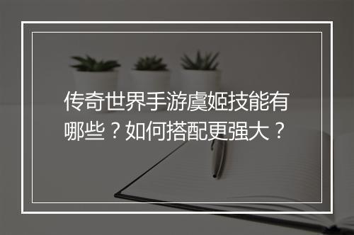 传奇世界手游虞姬技能有哪些？如何搭配更强大？