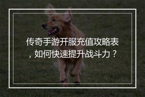 传奇手游开服充值攻略表，如何快速提升战斗力？