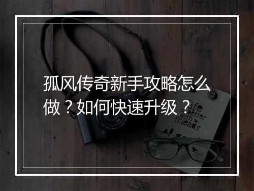 孤风传奇新手攻略怎么做？如何快速升级？
