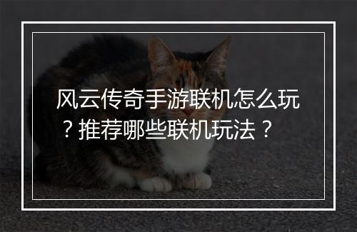 风云传奇手游联机怎么玩？推荐哪些联机玩法？