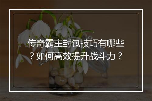 传奇霸主封包技巧有哪些？如何高效提升战斗力？