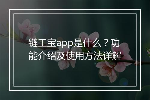 链工宝app是什么？功能介绍及使用方法详解