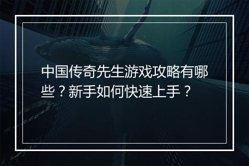 中国传奇先生游戏攻略有哪些？新手如何快速上手？