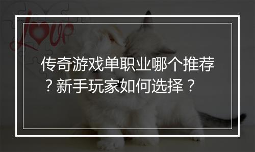 传奇游戏单职业哪个推荐？新手玩家如何选择？