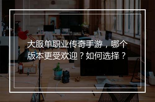 大服单职业传奇手游，哪个版本更受欢迎？如何选择？