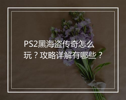 PS2黑海盗传奇怎么玩？攻略详解有哪些？