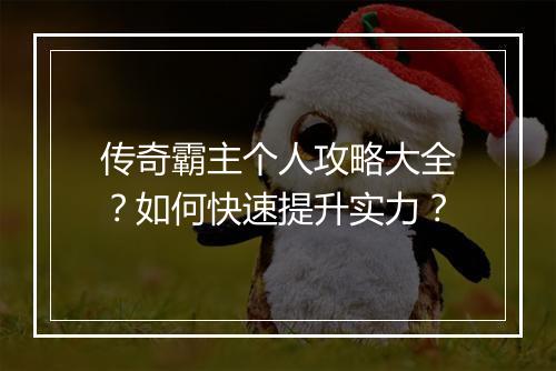 传奇霸主个人攻略大全？如何快速提升实力？