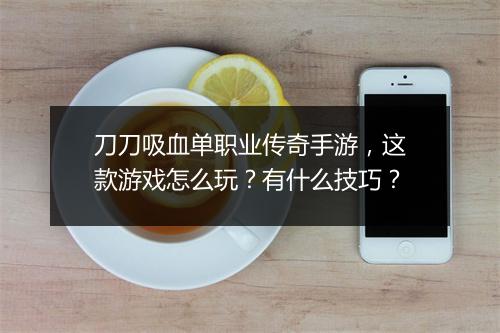 刀刀吸血单职业传奇手游,这款游戏怎么玩?有什么技巧?