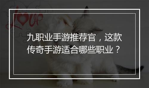 九职业手游推荐官，这款传奇手游适合哪些职业？