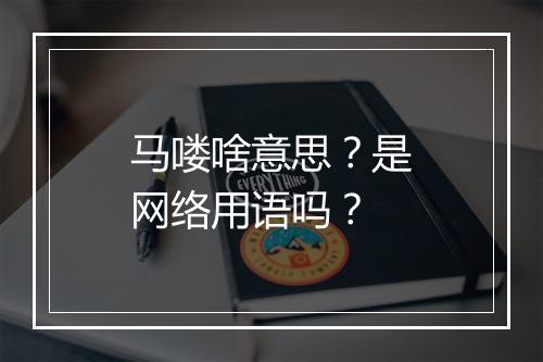马喽啥意思？是网络用语吗？