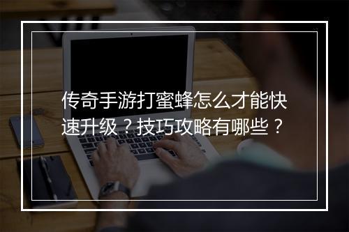 传奇手游打蜜蜂怎么才能快速升级？技巧攻略有哪些？