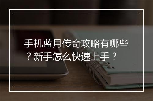 手机蓝月传奇攻略有哪些？新手怎么快速上手？