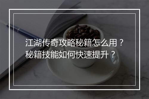 江湖传奇攻略秘籍怎么用？秘籍技能如何快速提升？