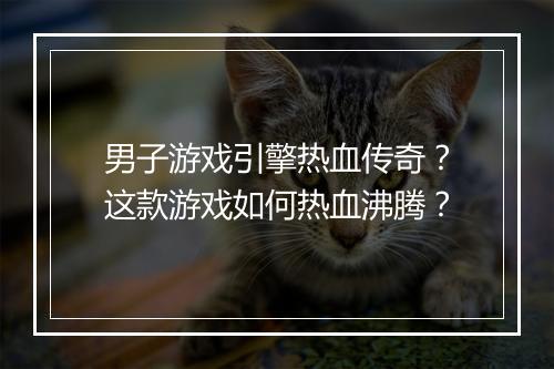 男子游戏引擎热血传奇？这款游戏如何热血沸腾？