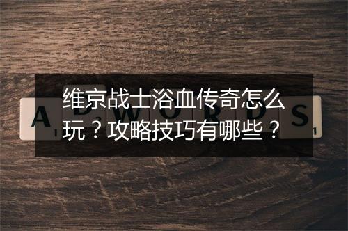 维京战士浴血传奇怎么玩？攻略技巧有哪些？
