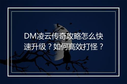 DM凌云传奇攻略怎么快速升级？如何高效打怪？