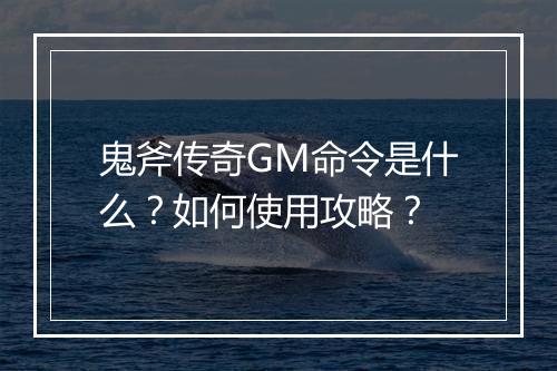 鬼斧传奇GM命令是什么？如何使用攻略？