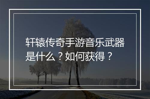 轩辕传奇手游音乐武器是什么？如何获得？