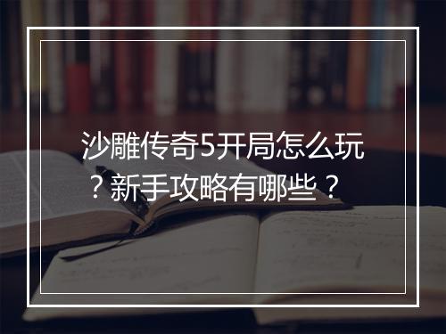 沙雕传奇5开局怎么玩？新手攻略有哪些？