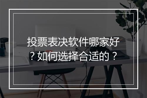 投票表决软件哪家好？如何选择合适的？