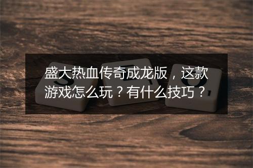 盛大热血传奇成龙版，这款游戏怎么玩？有什么技巧？
