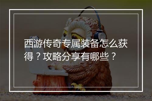 西游传奇专属装备怎么获得？攻略分享有哪些？