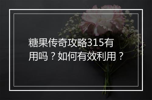 糖果传奇攻略315有用吗？如何有效利用？
