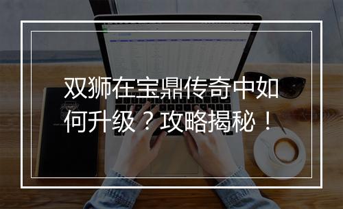 双狮在宝鼎传奇中如何升级？攻略揭秘！