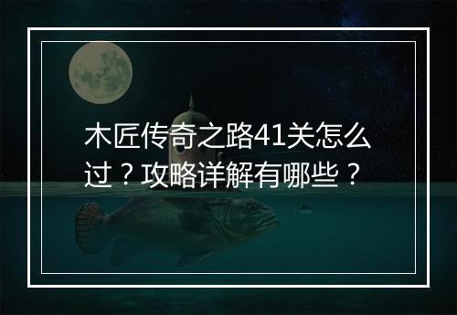 木匠传奇之路41关怎么过？攻略详解有哪些？