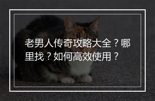 老男人传奇攻略大全？哪里找？如何高效使用？