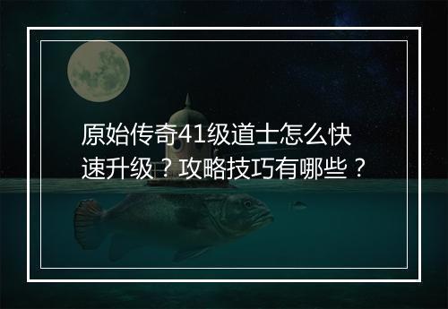 原始传奇41级道士怎么快速升级？攻略技巧有哪些？