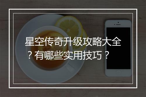 星空传奇升级攻略大全？有哪些实用技巧？