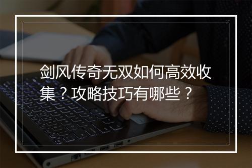 剑风传奇无双如何高效收集？攻略技巧有哪些？