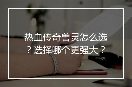 热血传奇兽灵怎么选？选择哪个更强大？