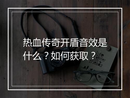 热血传奇开盾音效是什么？如何获取？