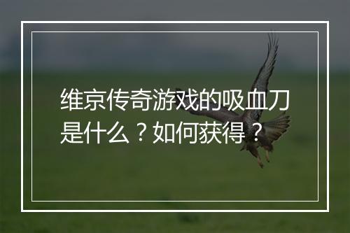 维京传奇游戏的吸血刀是什么？如何获得？