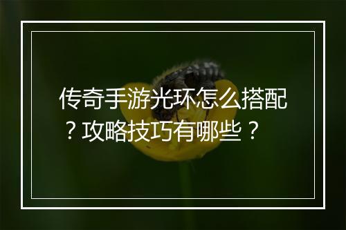 传奇手游光环怎么搭配？攻略技巧有哪些？