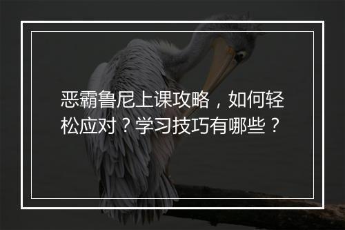 恶霸鲁尼上课攻略，如何轻松应对？学习技巧有哪些？