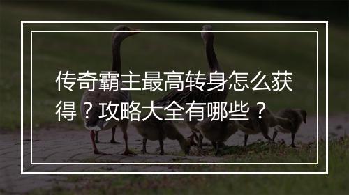 传奇霸主最高转身怎么获得？攻略大全有哪些？