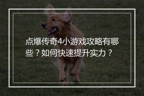 点爆传奇4小游戏攻略有哪些？如何快速提升实力？