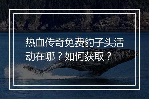 热血传奇免费豹子头活动在哪？如何获取？