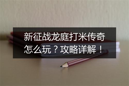 新征战龙庭打米传奇怎么玩？攻略详解！