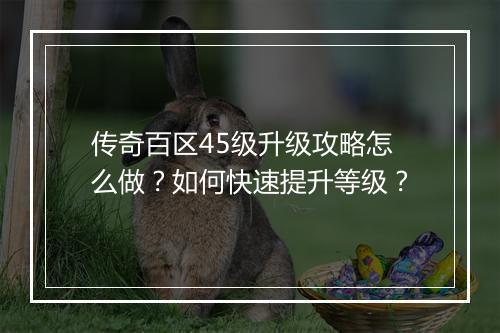 传奇百区45级升级攻略怎么做？如何快速提升等级？