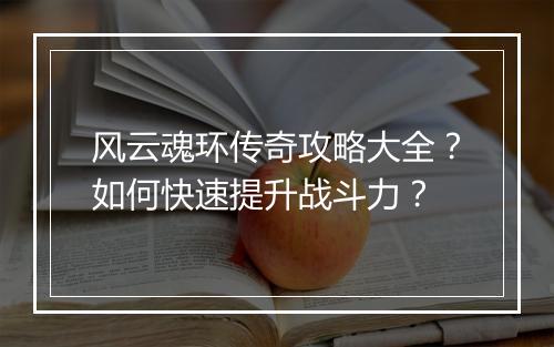 风云魂环传奇攻略大全？如何快速提升战斗力？