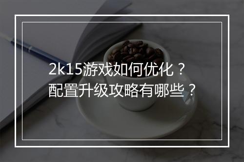 2k15游戏如何优化？配置升级攻略有哪些？