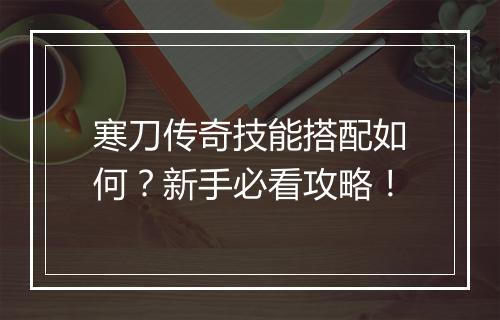 寒刀传奇技能搭配如何？新手必看攻略！