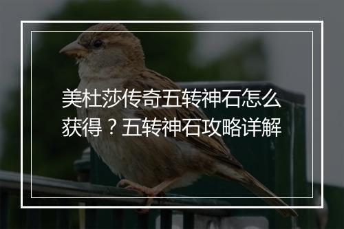 美杜莎传奇五转神石怎么获得？五转神石攻略详解