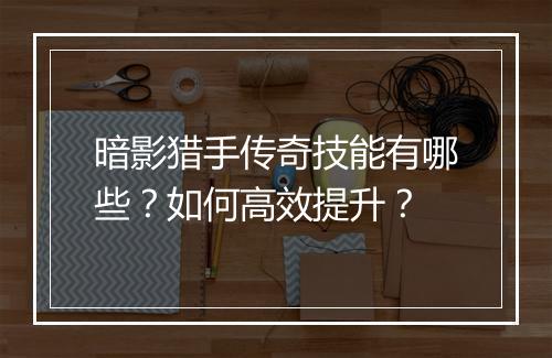 暗影猎手传奇技能有哪些？如何高效提升？